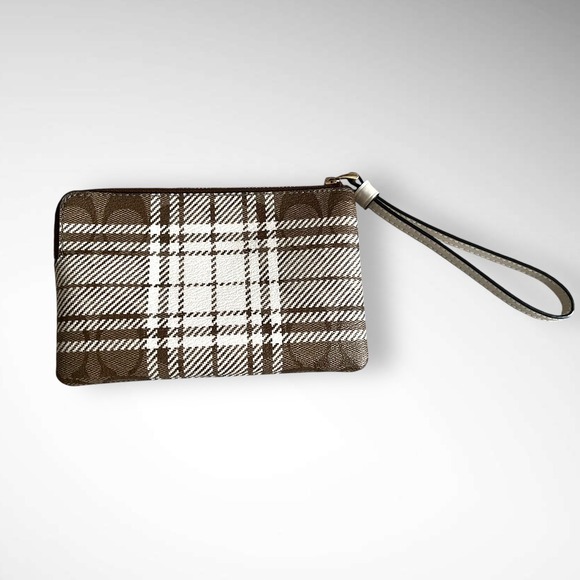 Coach Tan and Cream Checkered Tote Bag - Picture 11 of 13